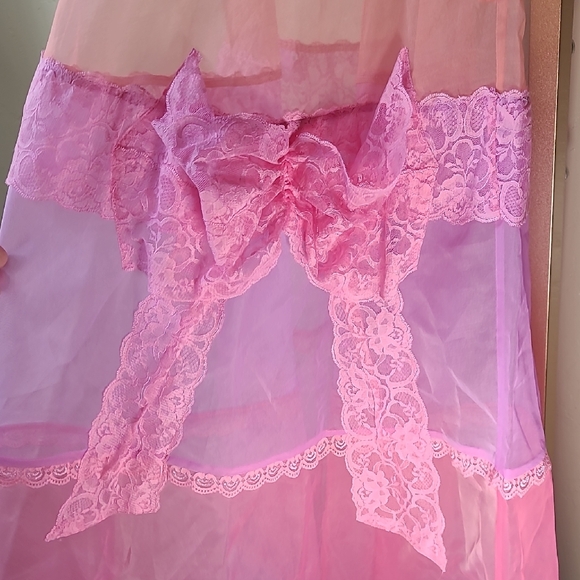 Sheer Fairycore Lace Patchwork Maxi Dress Pink Blue | Side Zip | Small - Picture 5 of 16